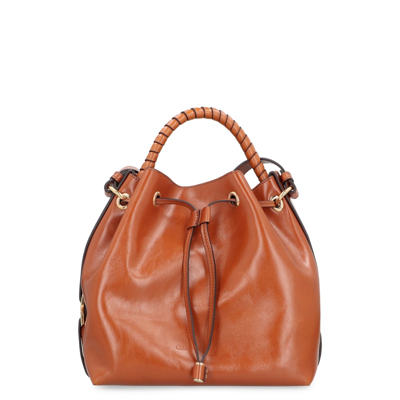 Bucket Bag Marcie in Leather|Saddle Brown|One Size