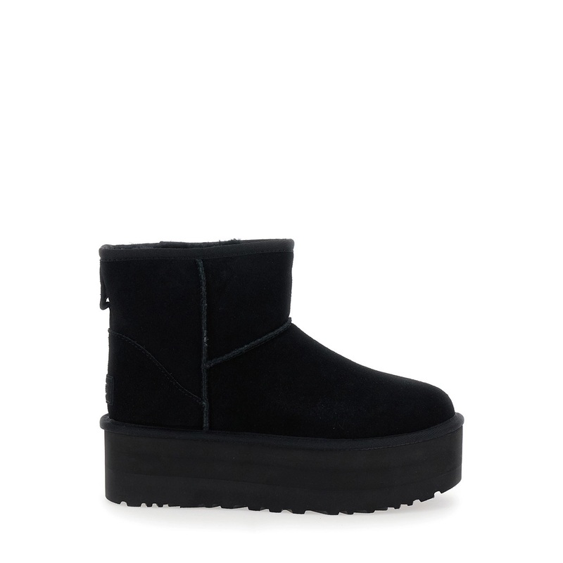 ‘Classic Mini Platform’ Black Ankle Boots with Platform in Suede Woman
