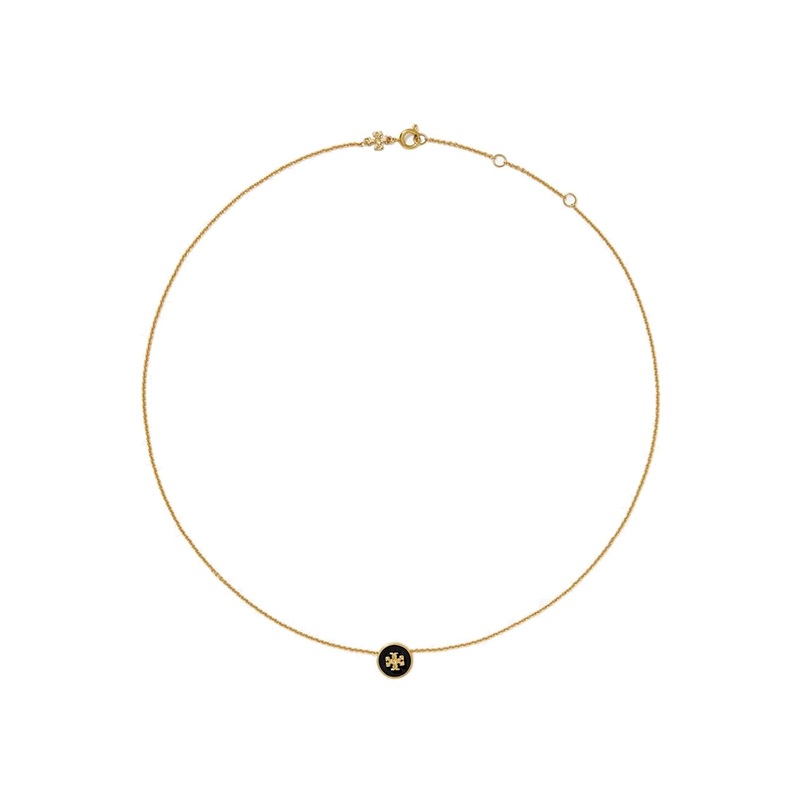 ‘Kira’ Metallic Necklace with Logo Pendant and Chain-Link Detail on Brass Blend Woman