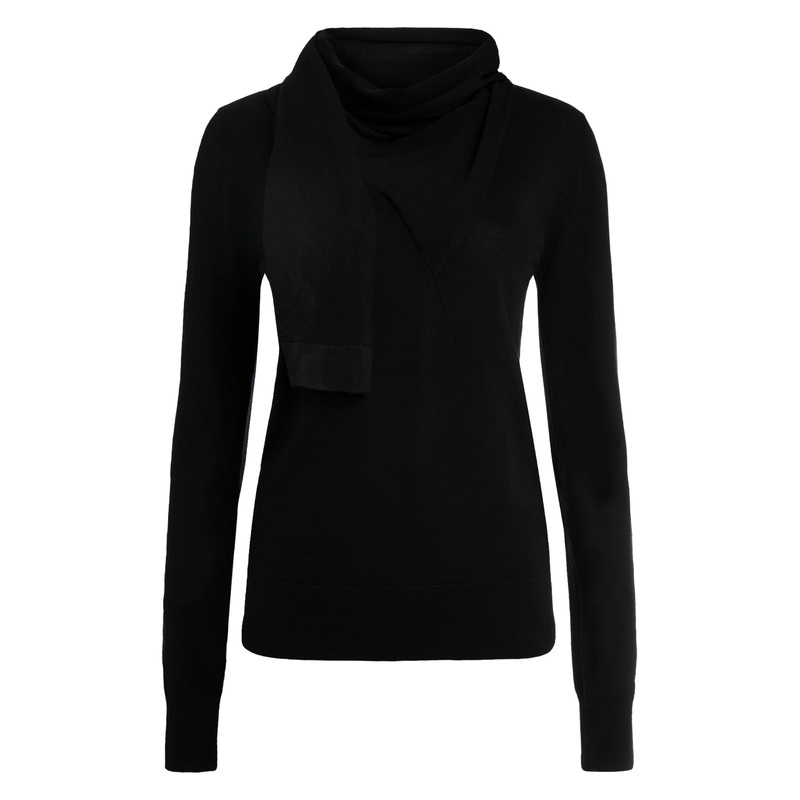 Wool and Silk Sweater with Tie Neck