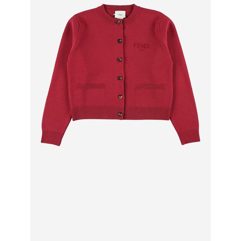 Wool Cardigan with Logo|Red|10 yrs|14 yrs|12 mths