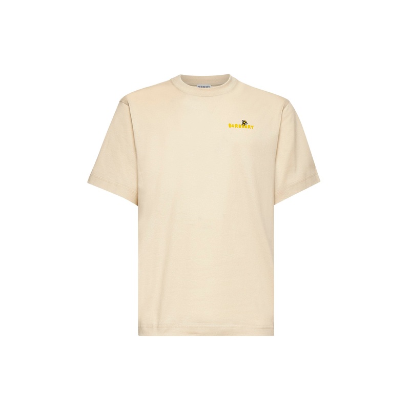 Beige cotton bee print T-shirt