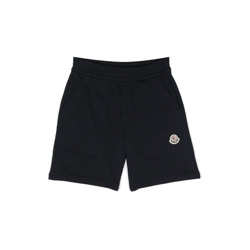 Bermuda con Patch Logo in Cotone Blu Bambino