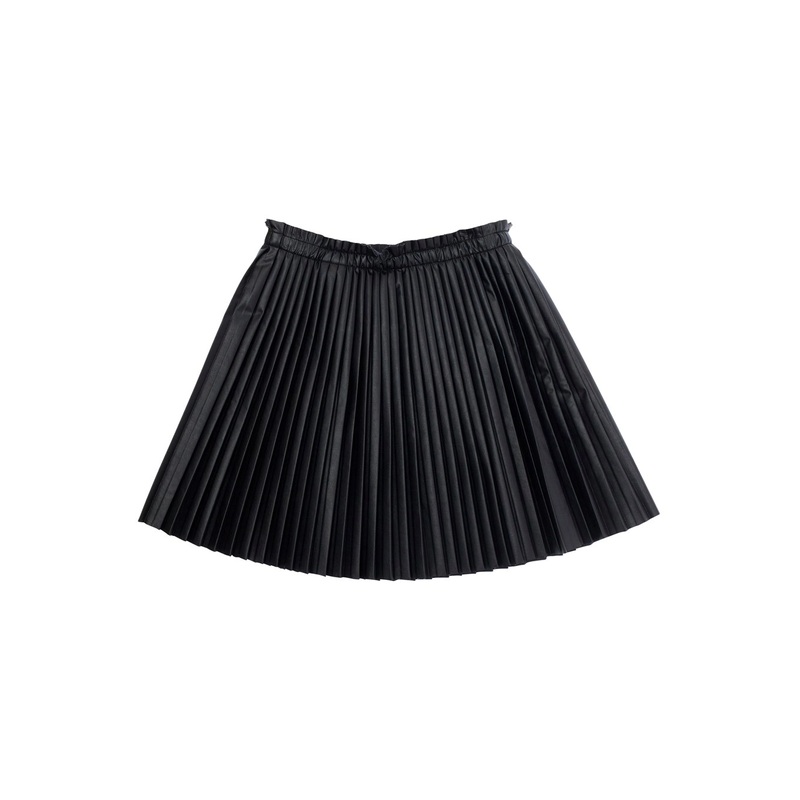 Black Pleated Skirt in Eco Leather Girl