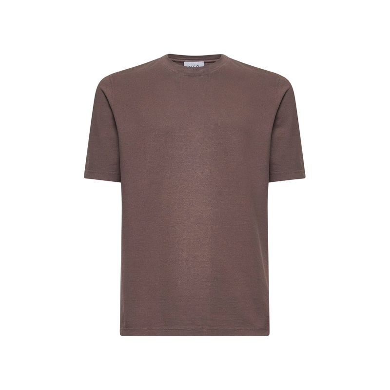 Brown cotton jersey crewneck T-shirt