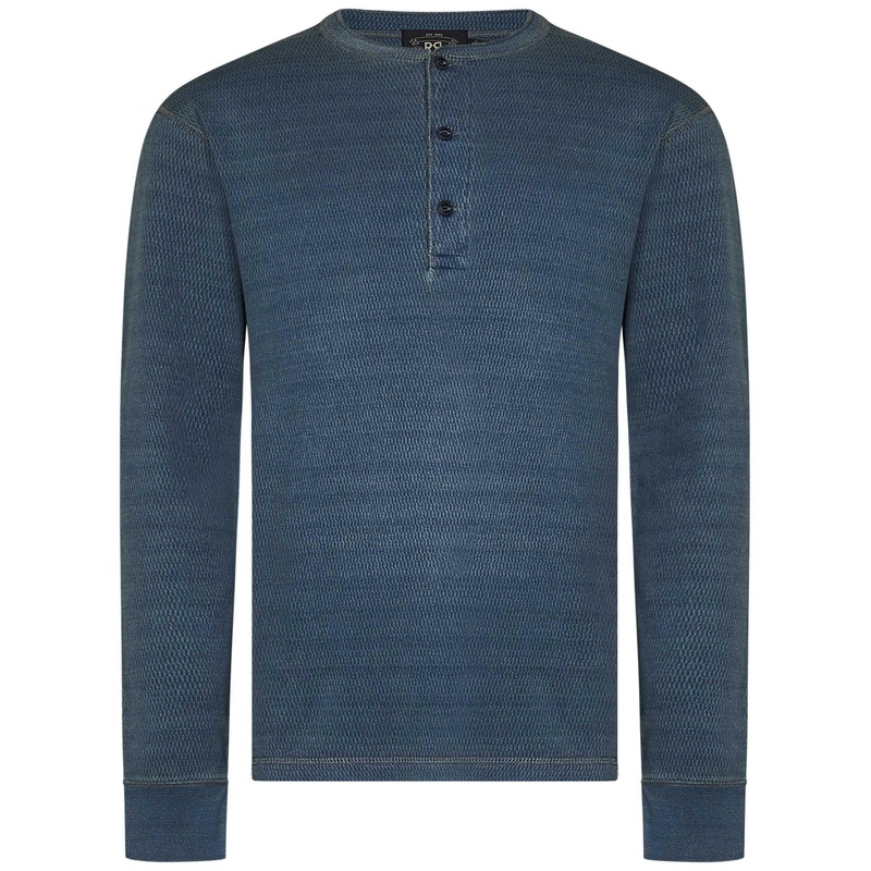Indigo Washed Long-Sleeve Henley