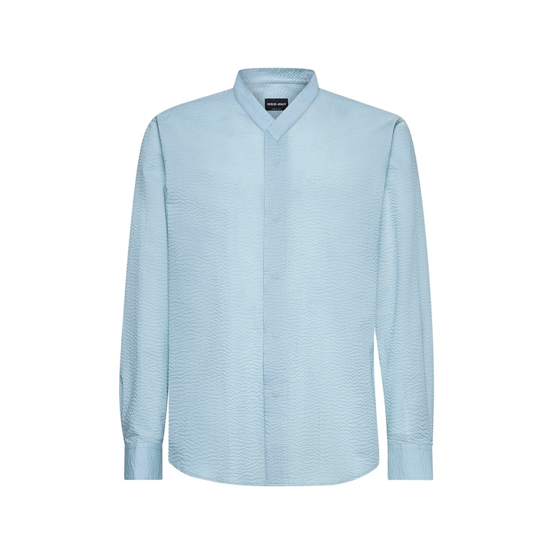 Light blue seersucker cotton shirt