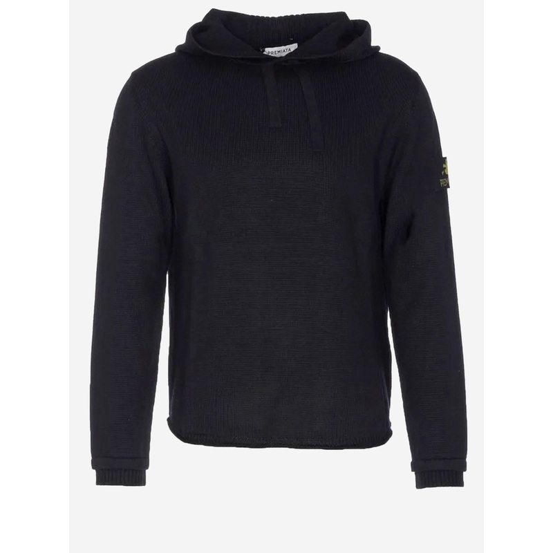 Merino Wool Hooded Sweater|Black|L|XL|XXL