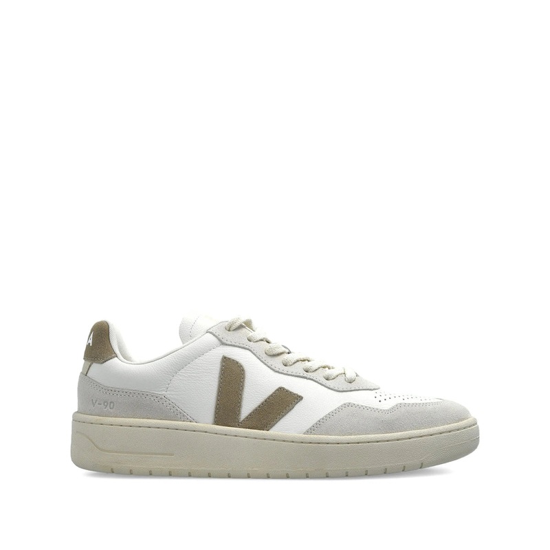 Off-White Leather Sneaker with Suede Heel