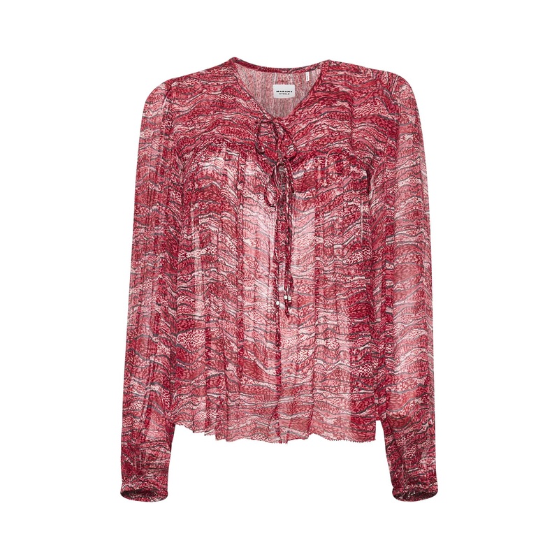 Red printed muslin Advika top|34|36|38|40