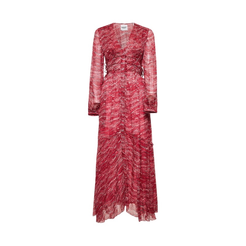 Red printed muslin long Amara dress