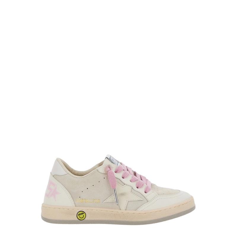 ‘Superstar’ White Low-Top Sneakers with Side Star in Leather Girl