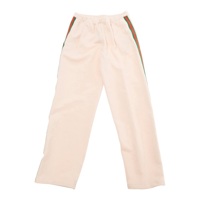 White Pants with Web Detail on the Sides in Cotton Girls