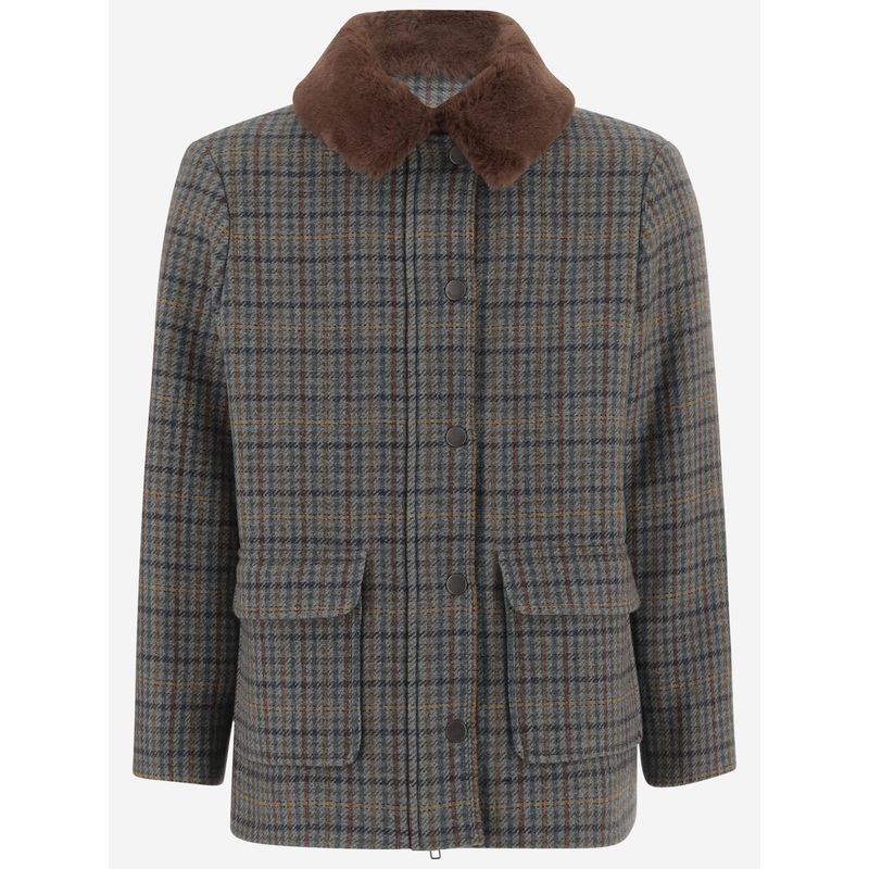 Wool-Blend Coat with Faux Fur Collar