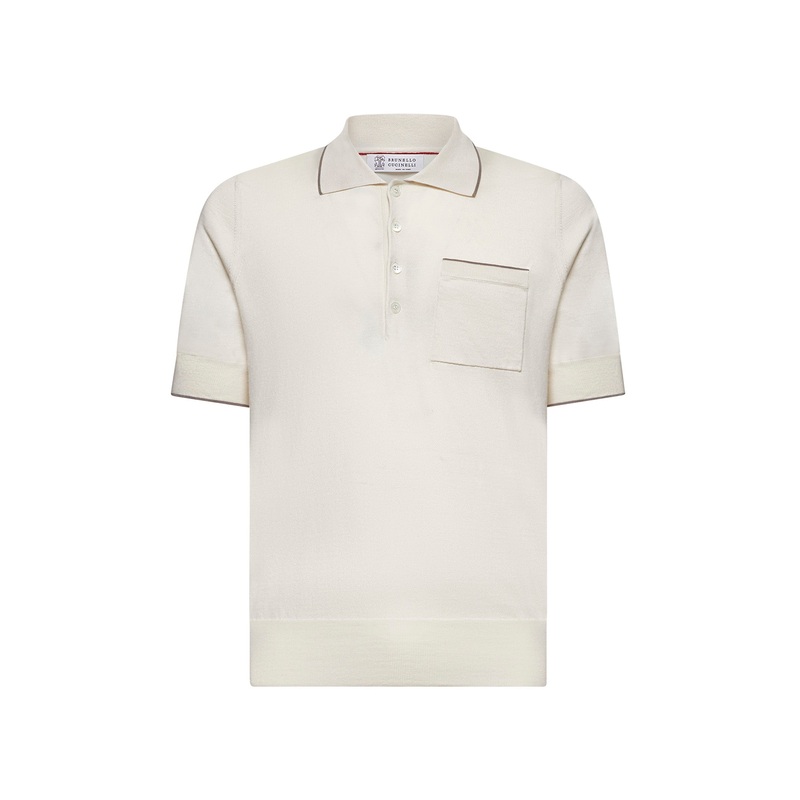 Beige cotton knit polo shirt|48|50|52|54