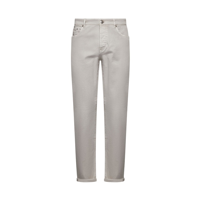 Beige denim traditional fit jeans