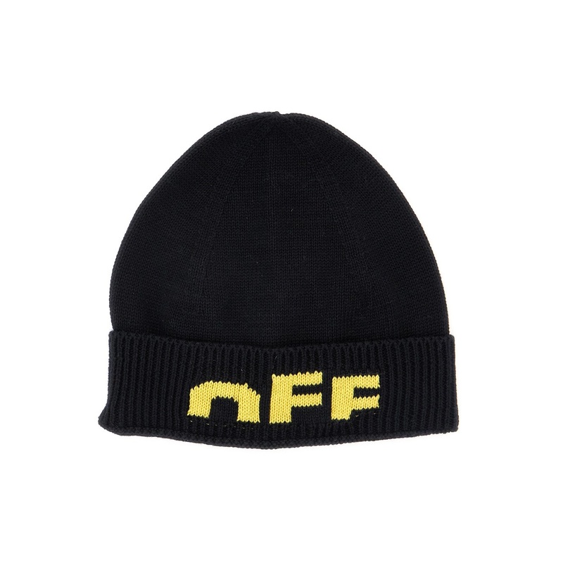 Black Beanie with Ribbed Brim and Logo Embroidery on the Front in Fabric Boy