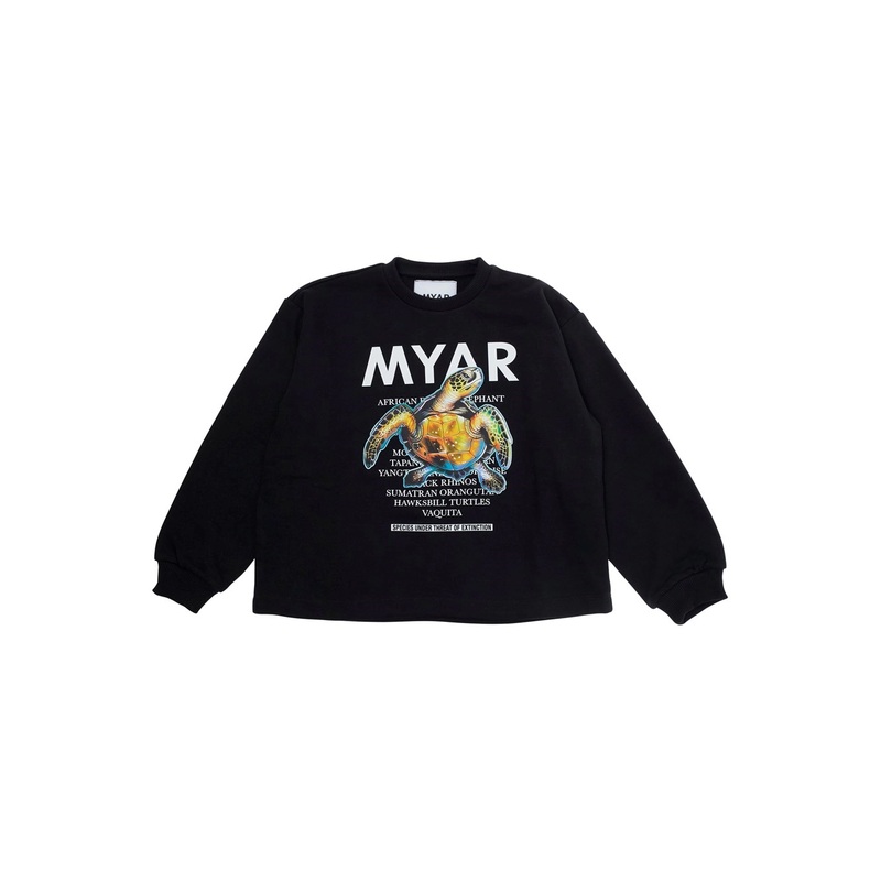 Black Crewneck Sweatshirt with Maxi Print on the Front in Cotton Boy