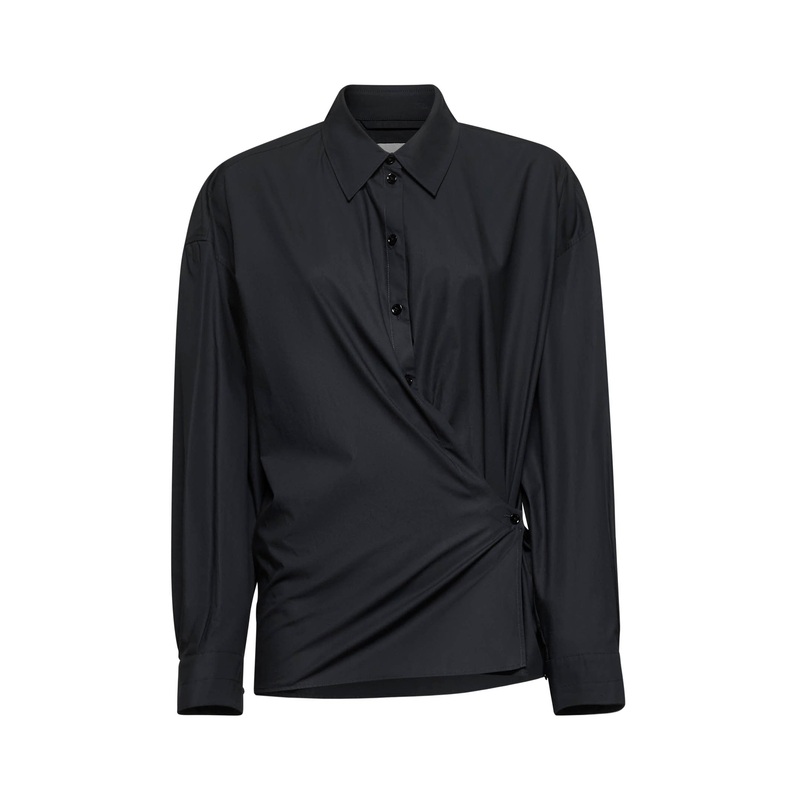 Black poplin Twisted shirt|34|36|38