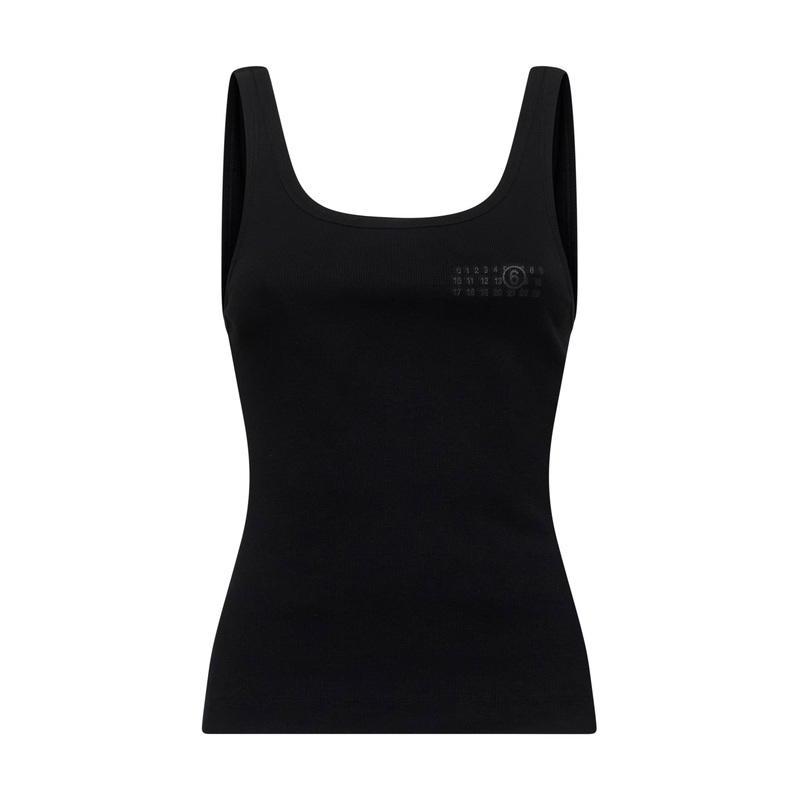 Black ribbed cotton tank top|XS|S|M|L