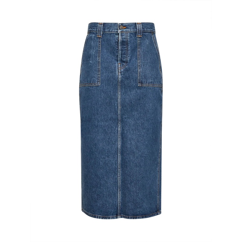 Blue denim Genevieve midi skirt