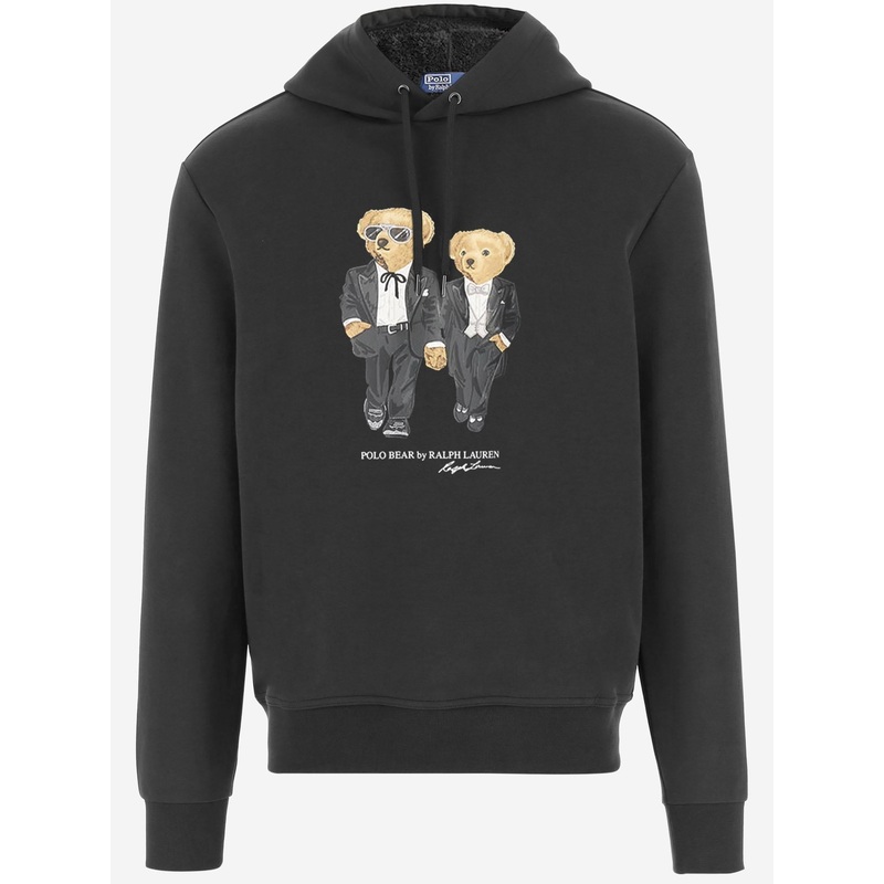 Cotton-Blend Hooded Sweatshirt with Polo Bear