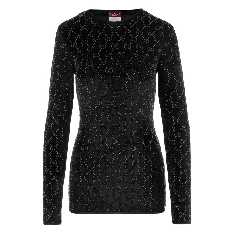 GG CRYSTAL CHENILLE T-SHIRT|BLACK|S|M|L