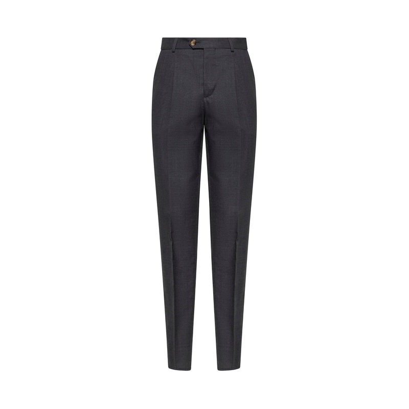 Grey gabardine leisure fit trousers