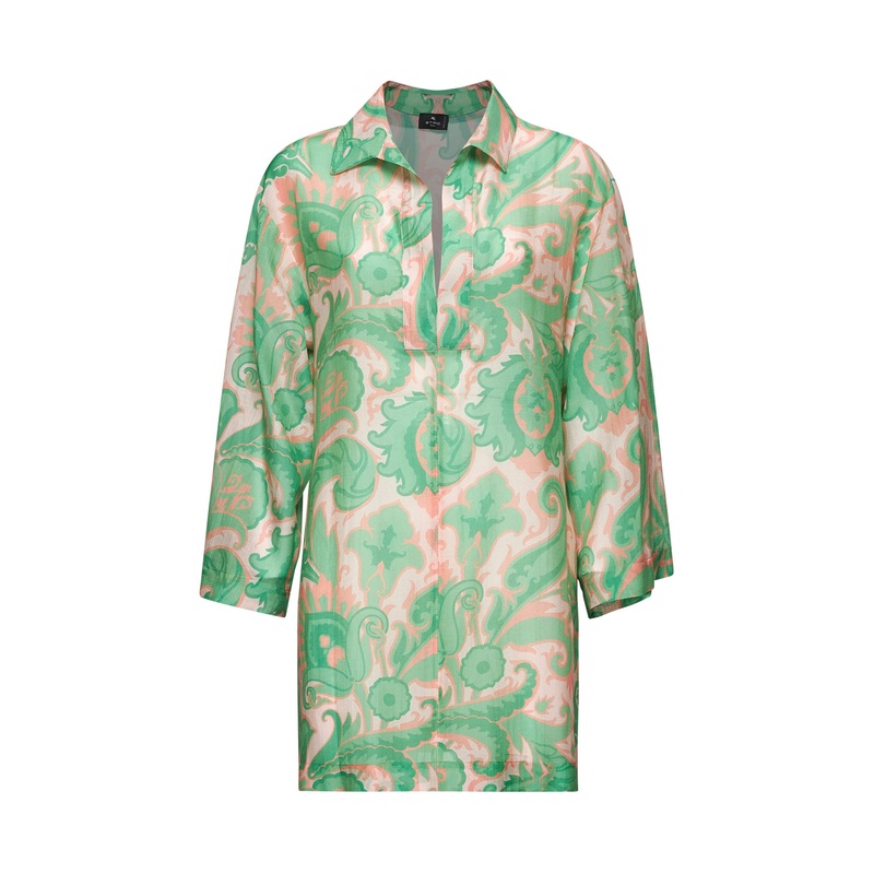 Paisley print cotton and silk blouse