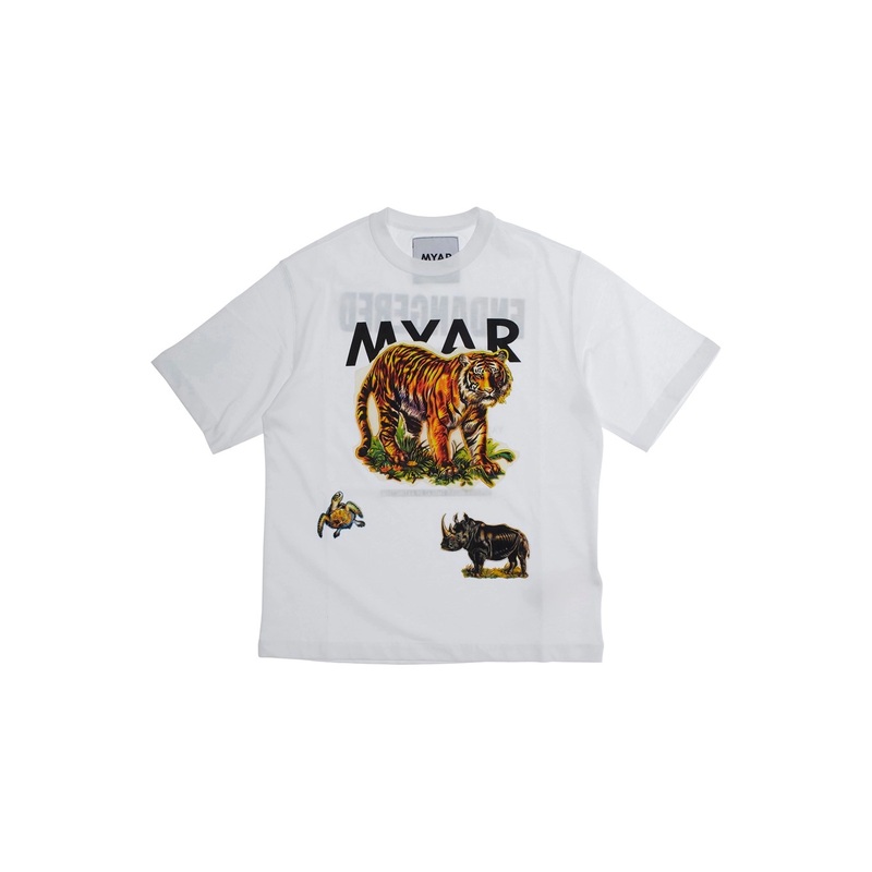 White Crewneck T-Shirt with Maxi Print on Front and Rear in Cotton Boy