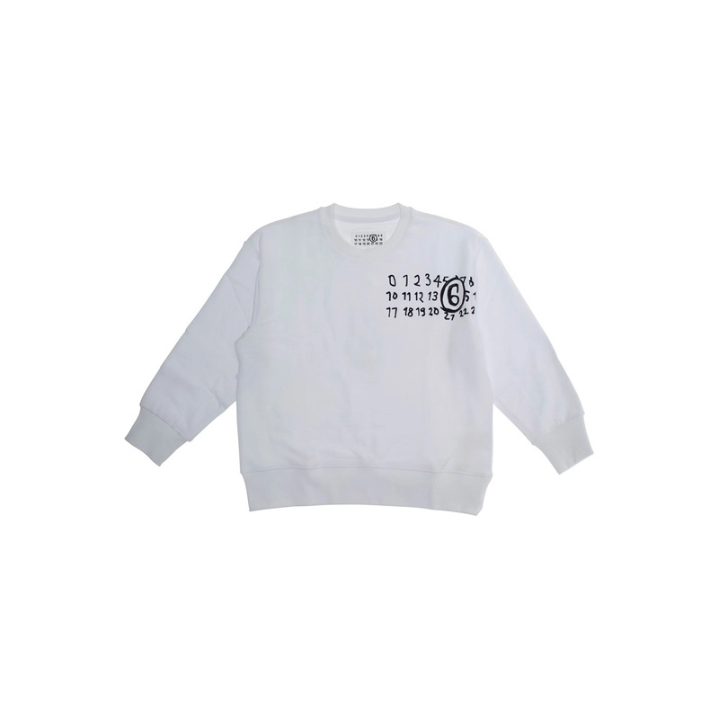 White Sweatshirt with Logo on the Front in Cotton Boy