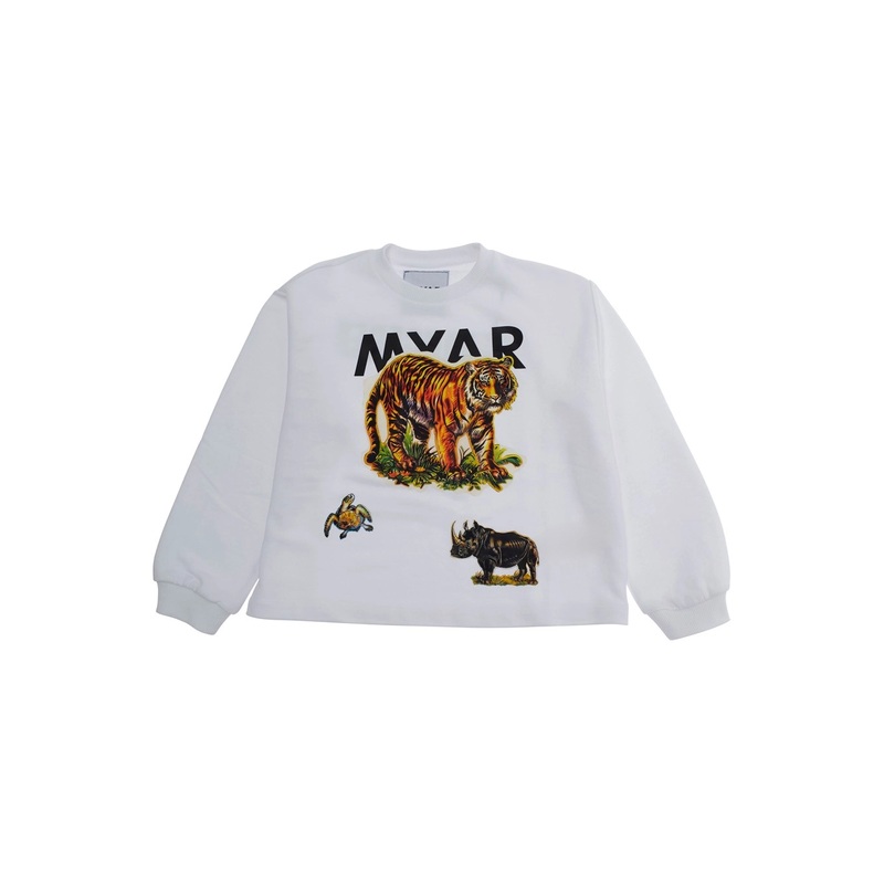 White Sweatshirt with Logo Print on Front and Rear in Cotton Boy