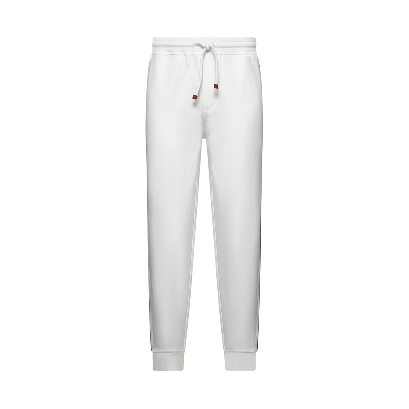 White techno cotton fleece joggers