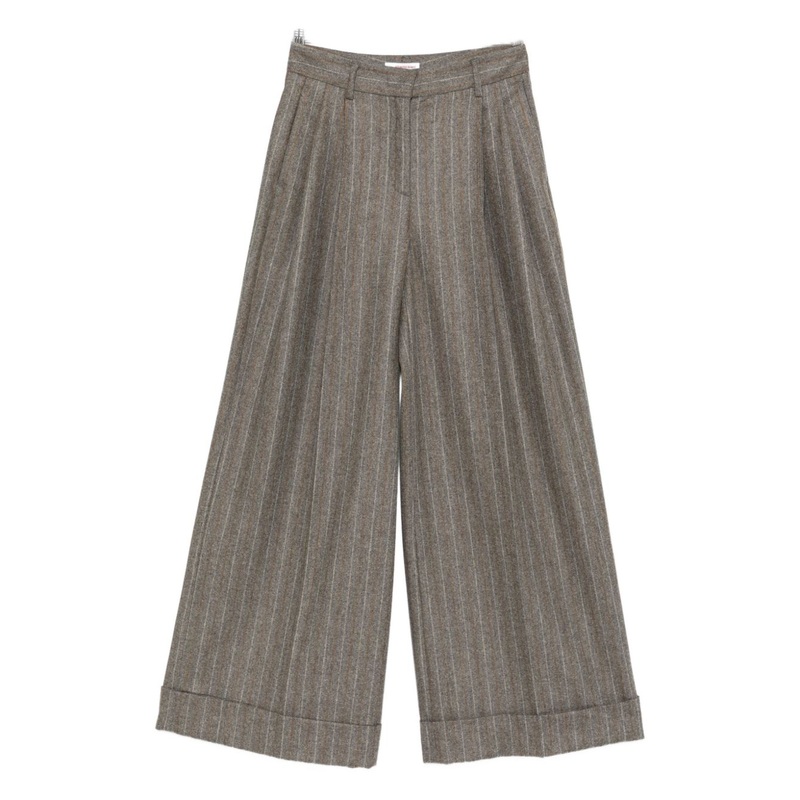 WOOL FLANNEL TROUSERS|BROWN|42|38|40|44