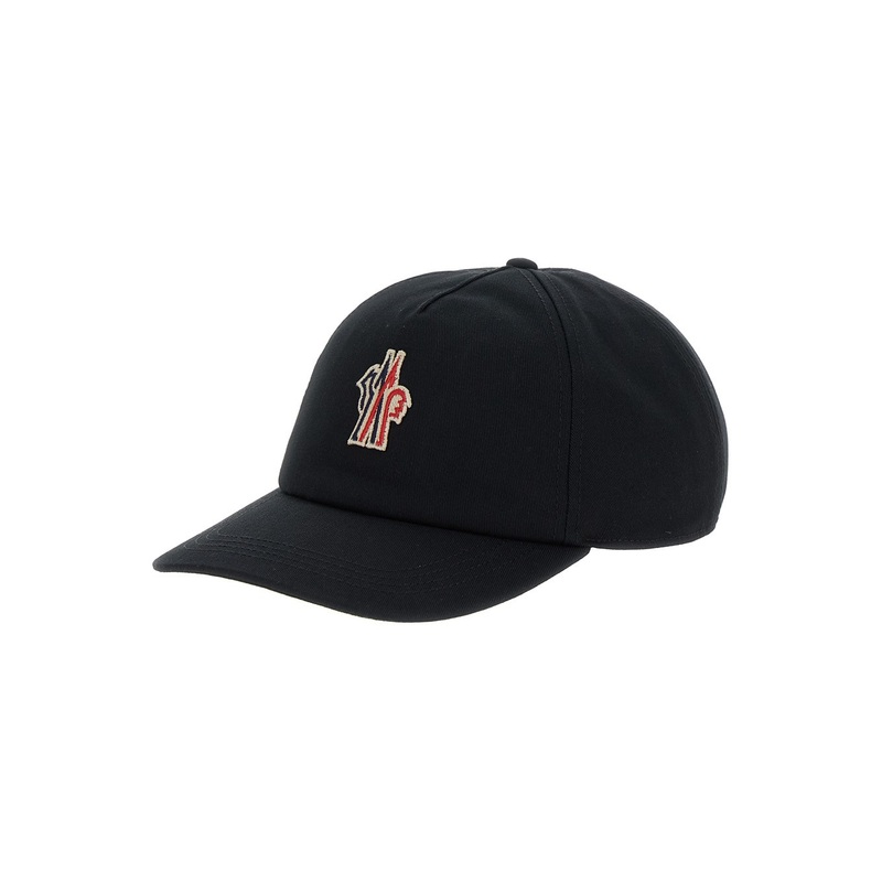 Black Baseball Cap with Logo Embroidery in Cotton Man