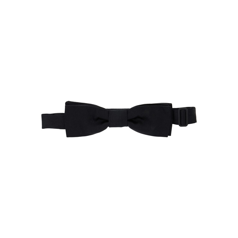 Black Bowtie with Logo Patch on the Rear and Rear Hook Closure in Silk Man