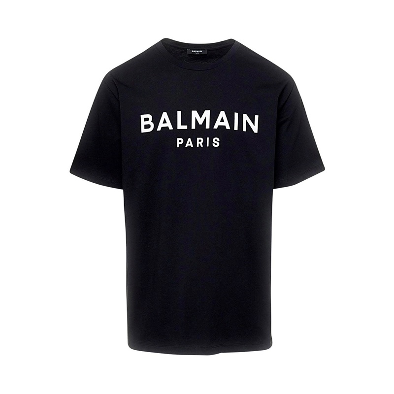 Black Crew Neck T-Shirt with Logo Print on the Chest in Cotton Man