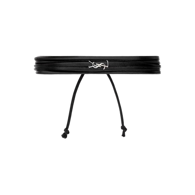 Black Multi-Cord Bracelet with Cassandre on the Front in Leather Man