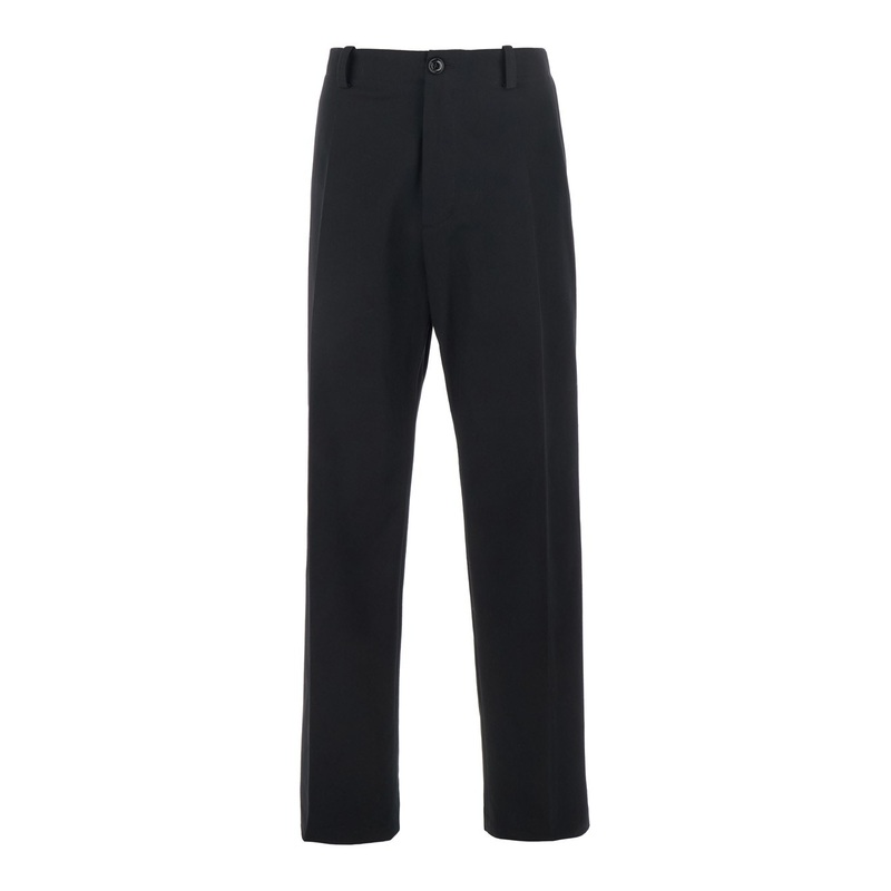 Black Pants with Belt Loops and Contrasting Writing on the Side in Cotton Man