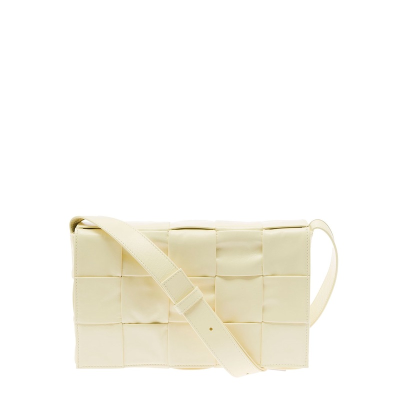 ‘Candy Cassette’ White Mini Shoulder Bag Intreccio Design in Leather Man