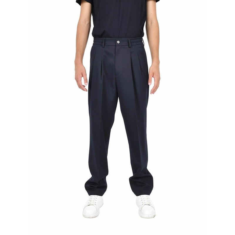 Carrot Fit Trousers with Double Pleats