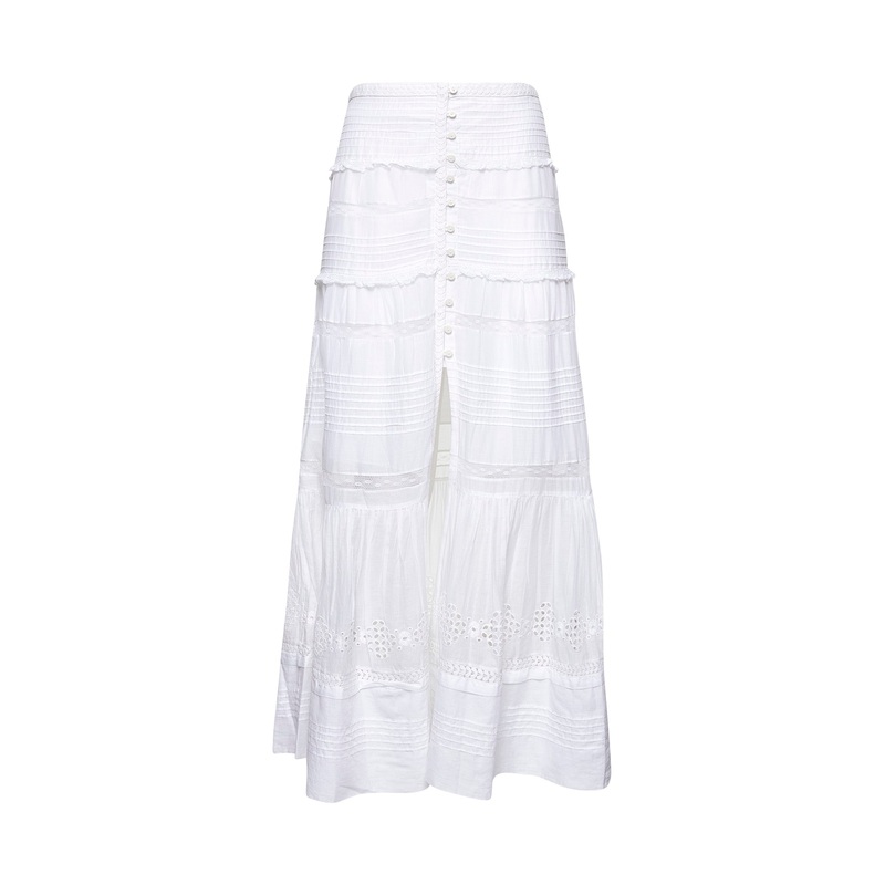 White cotton voile Dusta long skirt