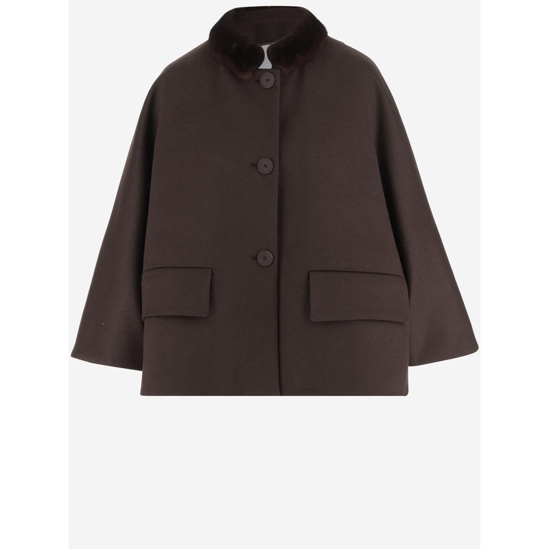 Wool Blend Jacket with Mink Collar