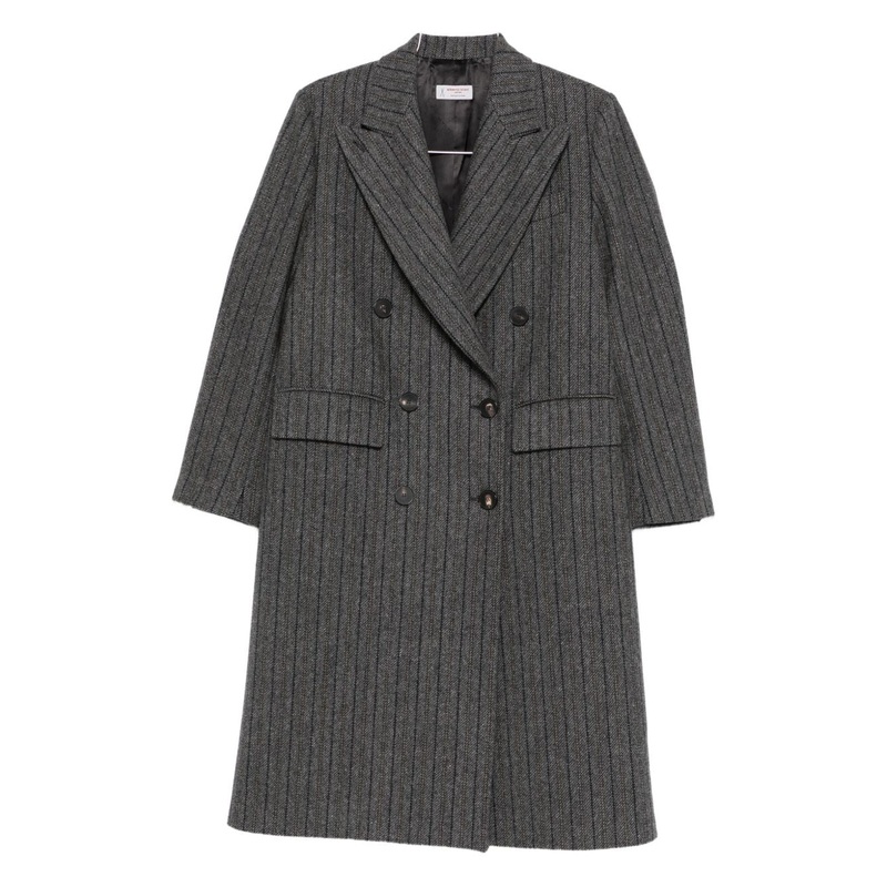 WOOL DOUBLE-BREASTED COAT|GREY|38|44|40|42