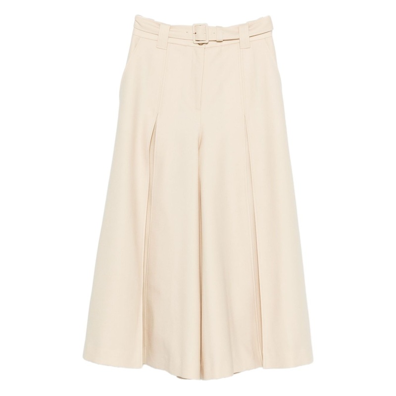 BELTED WOOL-BLEND TROUSERS|BEIGE|0|1