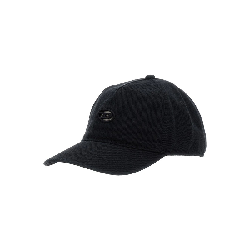 Black Baseball Cap with Logo Cut-Out on the Front in Cotton Man