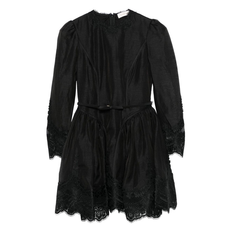 BLACK LINEN-SILK DRESS|BLACK|1|0