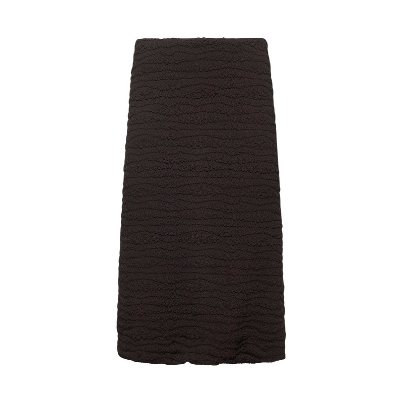 Brown embroidered crepe jersey skirt