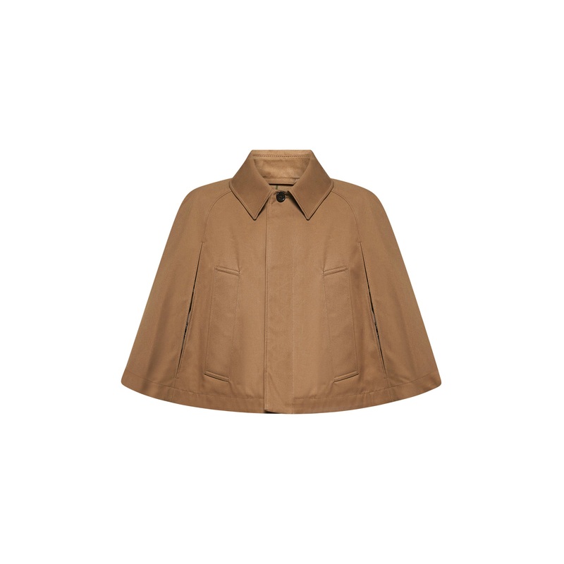 Brown water-repellent twill cape