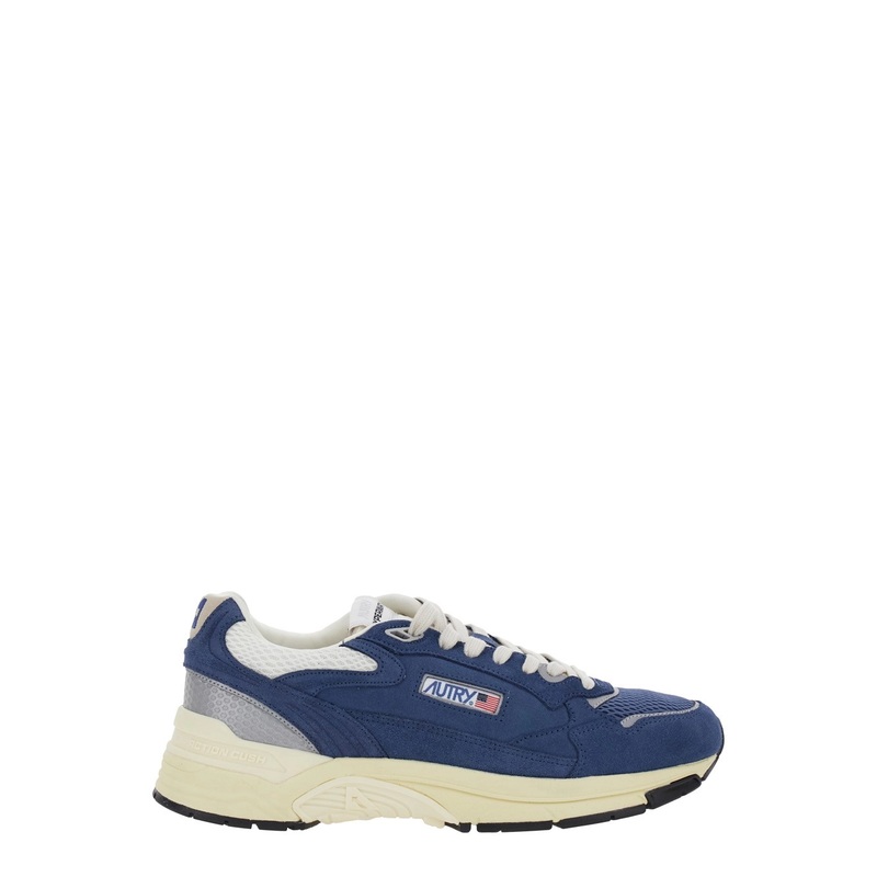 ‘Hyperway’ Blue Low Top Sneakers with Logo Patch on Tongue and Side in Tech Fabric Man